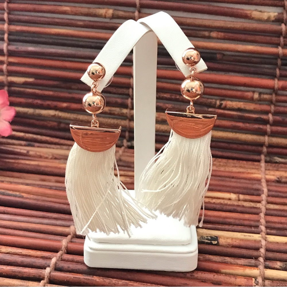 J Crew White Tassel pierced Earrings
